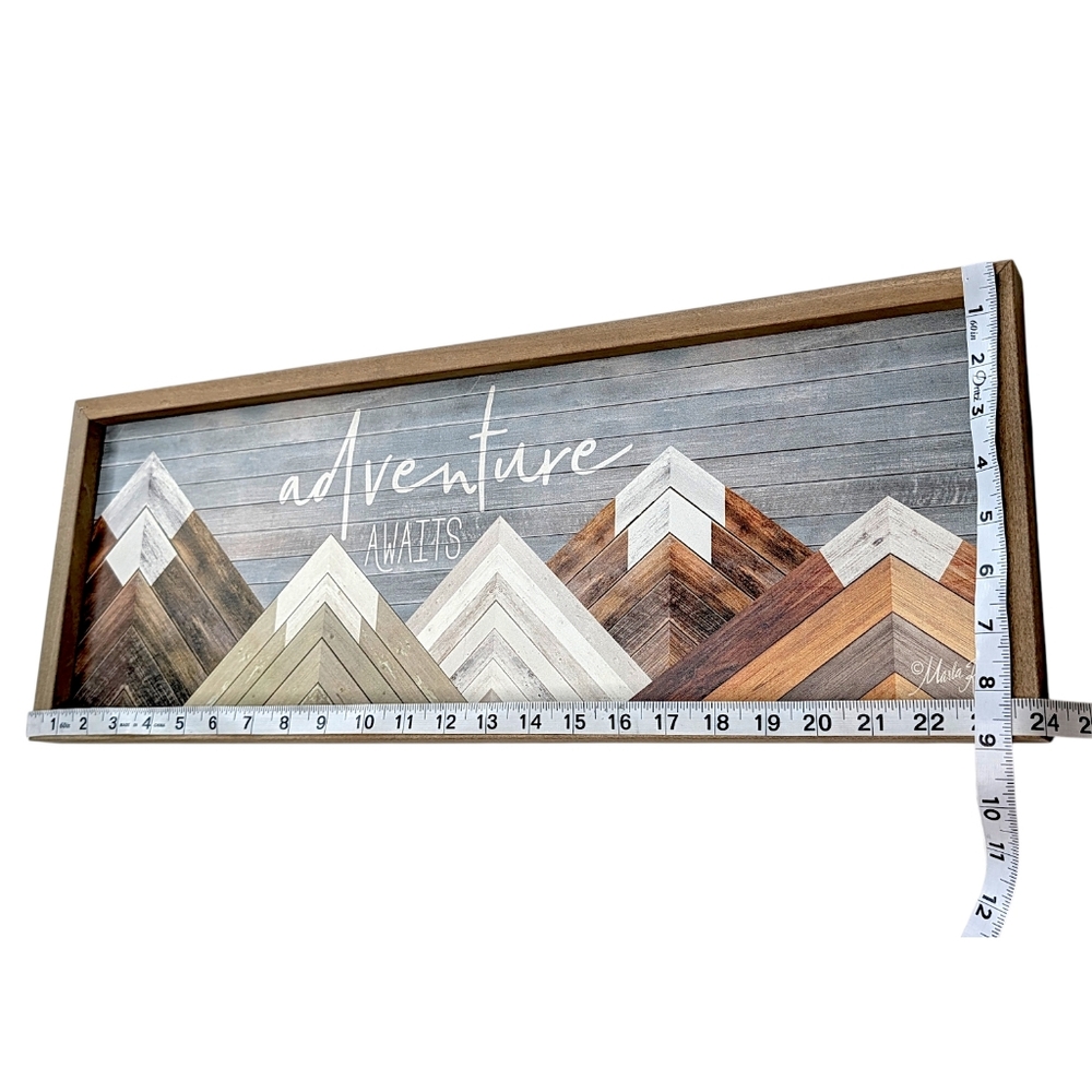 Adventure Awaits Wooden Sign Wall Art Marla Rae 8"x24" Mountain Decor Rustic EUC - Picture 6 of 6